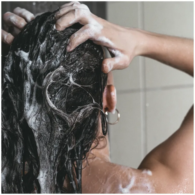 hairfall shampoo applying in hair